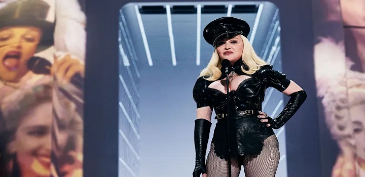 Madonna durante premiação do MTV VMA de 2021. (Crédito: John Shearer/MTV VMAs 2021/Getty Images for MTV/ViacomCBS
)