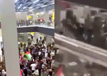 Manifestantes tentaram barrar entrada de israelenses em aeroporto do Daguestão (Reprodução)