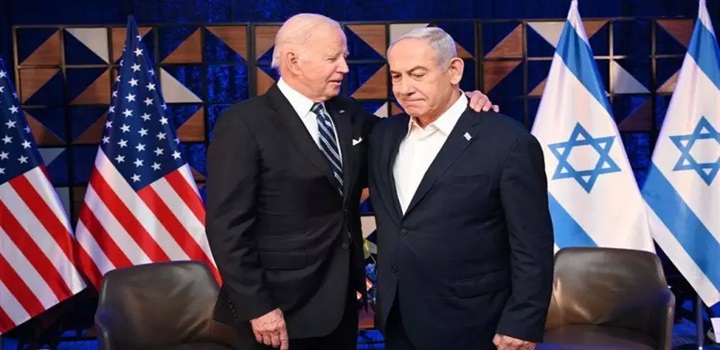 O presidente dos EUA, Joe Biden, foi firme no seu apoio ao primeiro-ministro de Israel, Benjamin Netanyahu
Foto: Getty Images / BBC News Brasil
