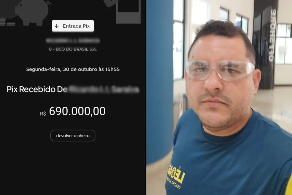 Empresário de Santos, no litoral de São Paulo, levou um susto ao receber um PIX de R$ 690 mil por engano