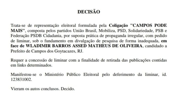 Juiz determina retirada de pesquisas usadas por Wladimir Garotinho
