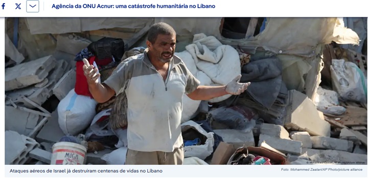 Agência da ONU Acnur: uma catástrofe humanitária no Líbano