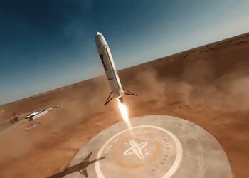 Representação artística do lançamento do foguete Nebula-1, da Deep Blue Aerospace, que deve levar turistas ao espaço em 2027. Crédito: Deep Blue Aerospace