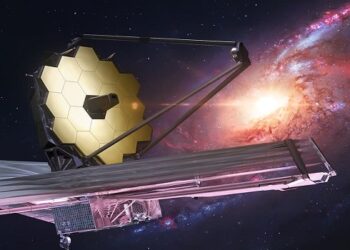 Representação artística do Telescópio Espacial James Webb. Crédito: Dima Zel / Shutterstock