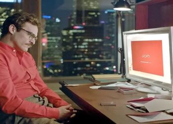 Cena do filme "Her'", onde o protagonista se apaixona por uma IA (Divulgação)