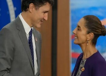 Premiê canadense, Justin Trudeau, e presidente do México, Claudia Sheinbaum, durante o G20 no Rio de Janeiro (Foto: Presidencia/ZUMA Press/IMAGO
)