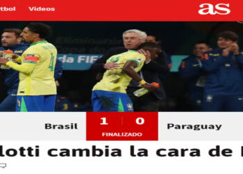 Jornal As destaca atuação da Seleção em vitória sobre o Paraguai: "Ancelotti muda a cara do Brasil" — Foto: Getty Images