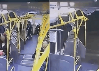 Novo vídeo revela passageiro correndo para fugir de trem segundos antes do impacto com ônibus biarticulado em Curitiba. Acidente deixou 11 feridos.