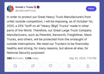 Presidente dos EUA, Donald Trump, impõe tarifas de até 50% sobre caminhões pesados e móveis importados para proteger indústria nacional, citando segurança nacional.