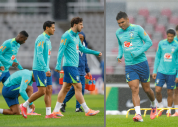 Carlo Ancelotti comanda primeiro treino da Seleção Brasileira na Coreia. Bento assume protagonismo no gol após corte de Ederson.