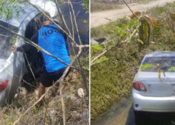 Motorista fica gravemente ferido após carro capotar na Praia do Siqueira, em Cabo Frio