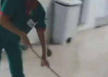 Chuva forte invade Hospital Geral de Nova Iguaçu e mobiliza funcionários durante temporal