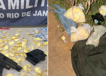 Confronto armado em Saquarema termina com suspeito morto. Polícia apreende drogas e arma durante operação.