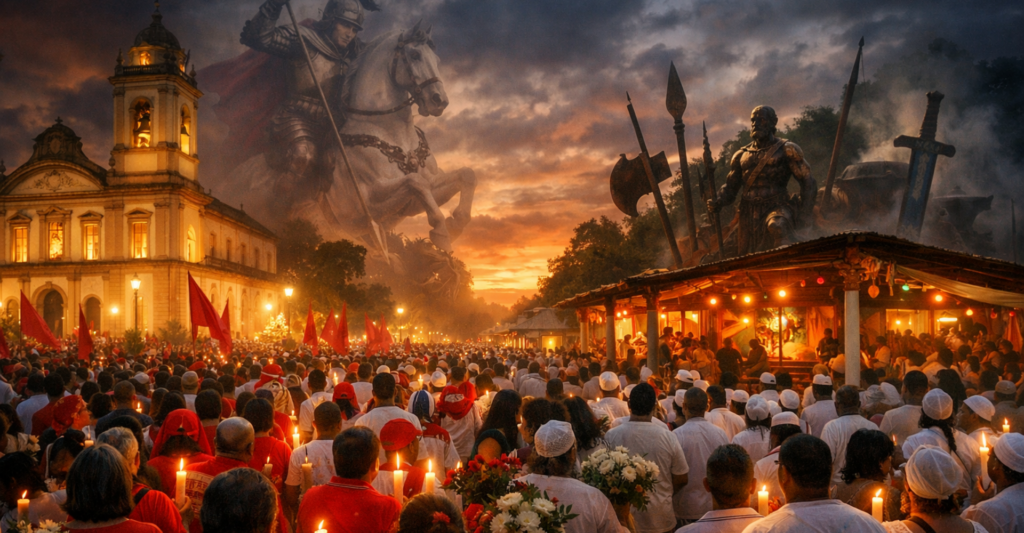 São Jorge e Ògún mobilizam igrejas e terreiros no dia 23 de abril. Veja o significado da celebração, tradições e programação religiosa no Brasil.