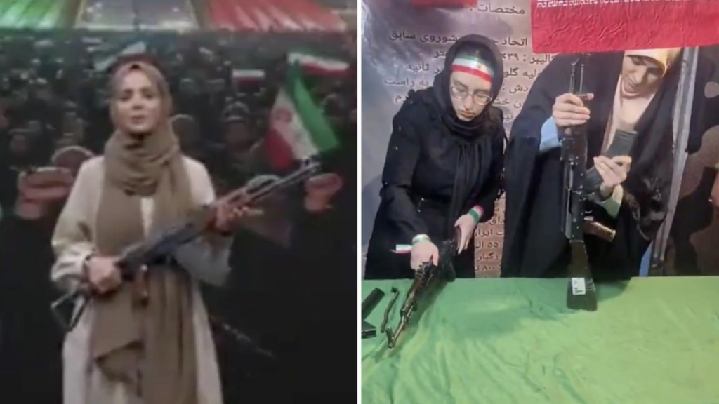 Registros feitos em Teerã mostram atividades com armas e mensagens de resistência