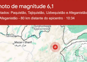 Terremoto de magnitude 5,4 atinge o Afeganistão neste sábado (27). Tremores foram sentidos em Cabul e regiões próximas ao Paquistão, sem registro de vítimas.