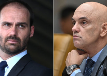 Eduardo Bolsonaro critica Alexandre de Moraes após ministro defender que STF rediscuta a exigência de diploma para o exercício do Jornalismo no Brasil.