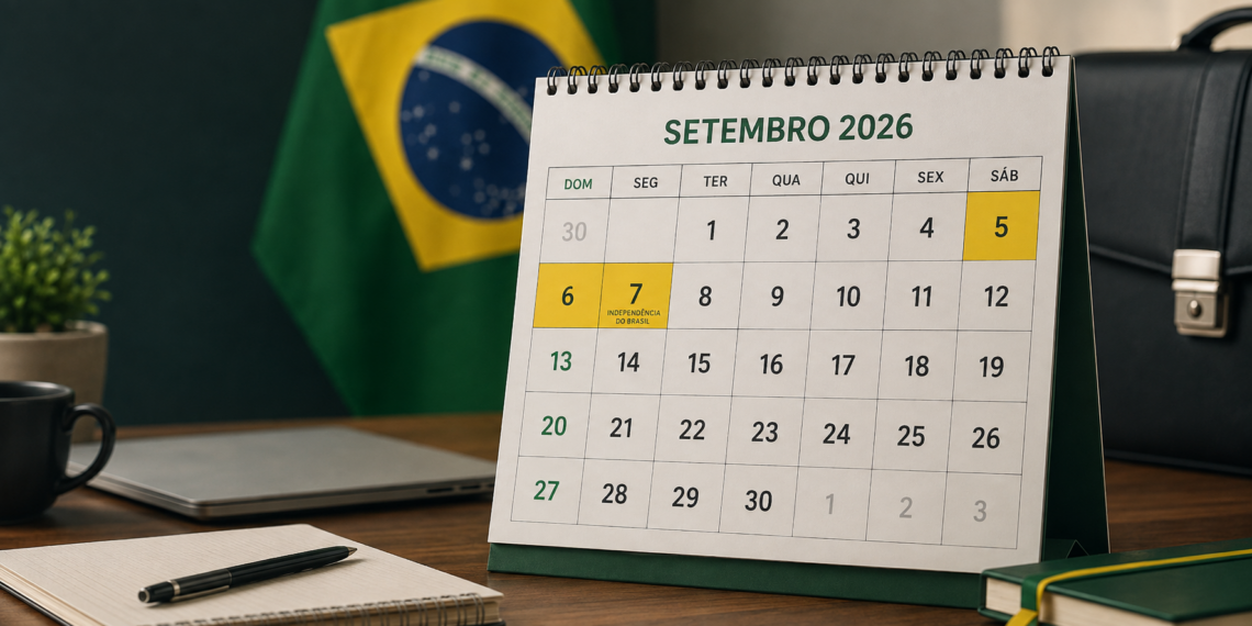 Feriado de 7 de Setembro cai em uma segunda-feira em 2026 e poderá garantir três dias de descanso para quem não trabalha aos fins de semana.