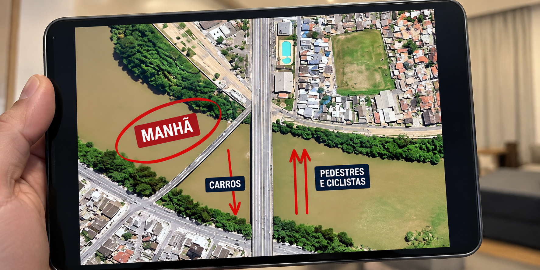 Ponte Leonel Brizola, a Ponte Rosinha, terá novo esquema de trânsito em Campos. Veja como funcionará a circulação de carros, pedestres e ciclistas.