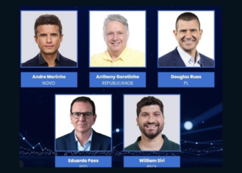 Debate da TV Globo reúne candidatos ao governo do Rio às vésperas do primeiro turno das Eleições 2026.