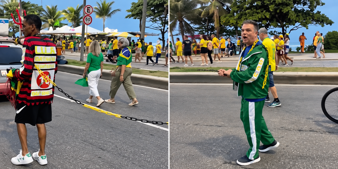 Polícia Civil investiga vídeo de homem negro conduzido por corrente durante ato pró-Flávio Bolsonaro no Rio. Ministério da Igualdade Racial pede apuração.