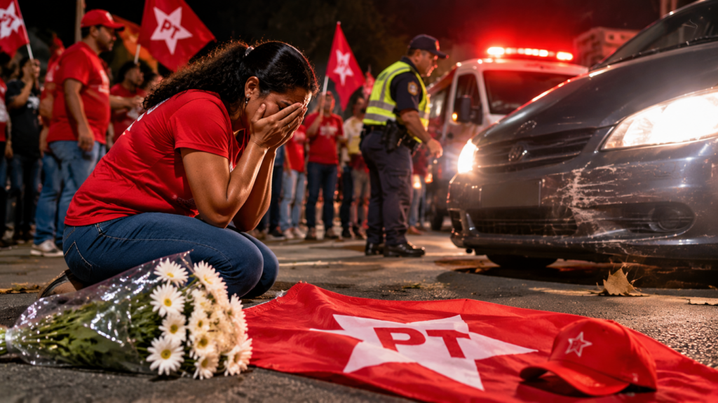 Elisabete Martins Chaves, de 54 anos, morre atropelada durante ato de apoio a Lula em Vargem Alegre, MG. Motorista fugiu e polícia investiga o caso.
